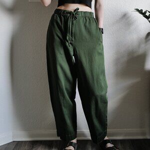 COS Barrel Leg Drawstring Trousers Cotton Lyocell Linen Pants Relaxed Fit Sz
